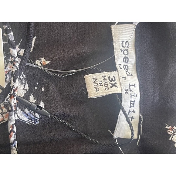 Speed Limit MPH Womens Black 3X Boho Short Sleeve MIDI Roll Tab Sleeve Dress - Picture 10 of 15